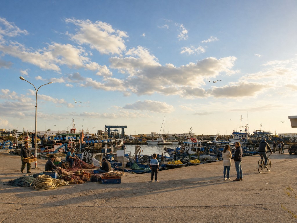 Reti, pescatori e vita sulla banchina di Kelibia